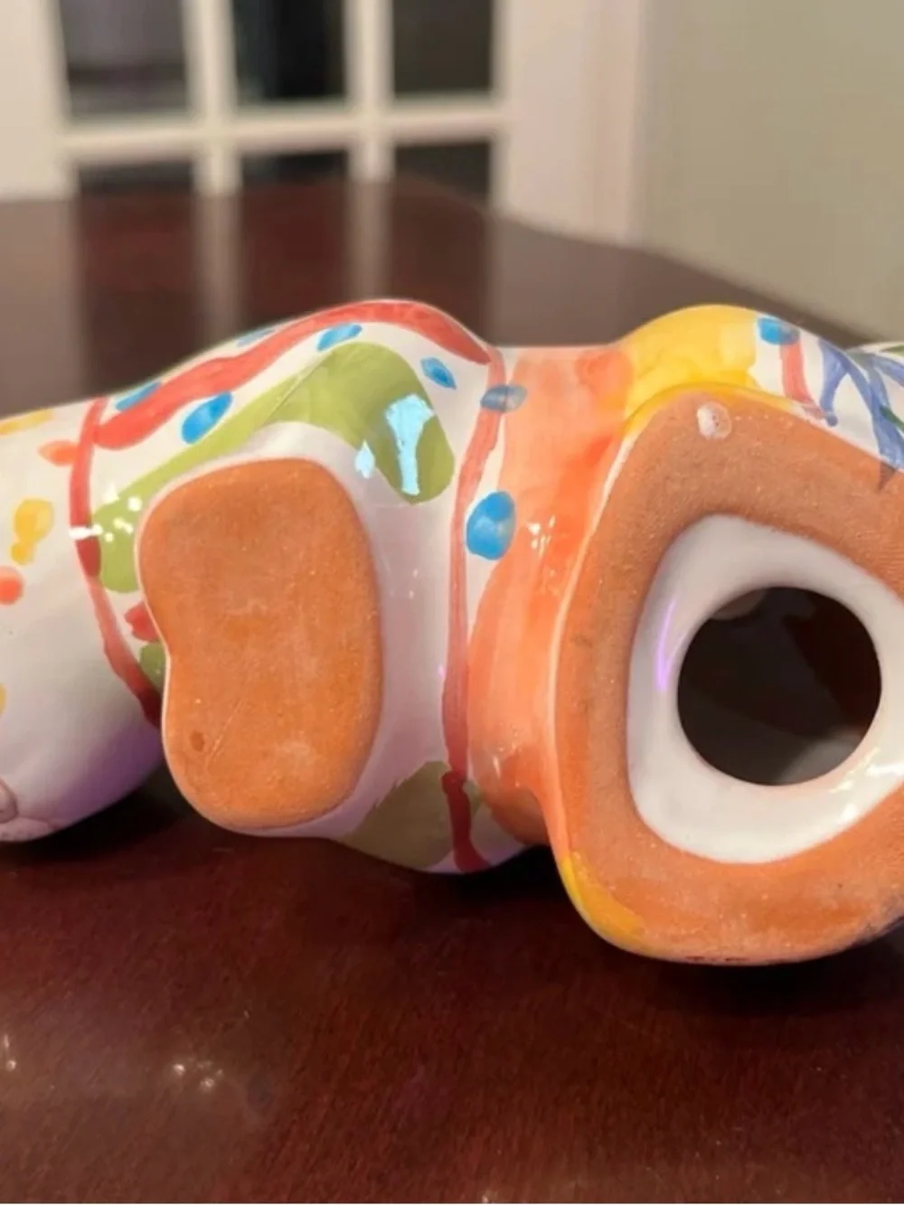 Vintage Hand-Painted Ceramic Cat Flower Frog | Pen & Makeup Brush Holder Caddy